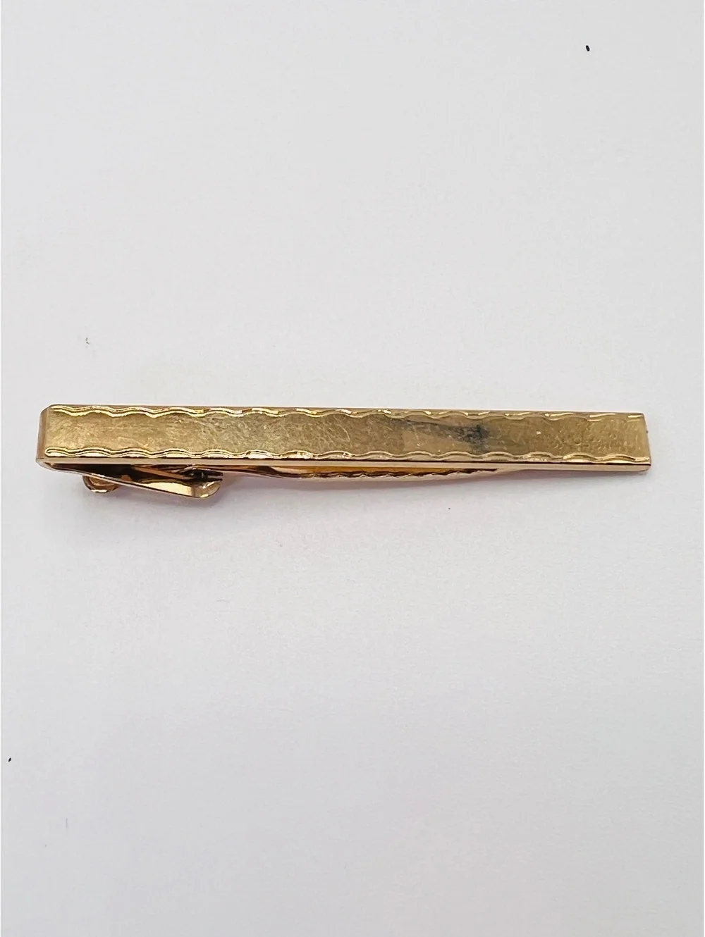 Vintage 1940s Swank Gold Tone Tie Clip Pentagon S Hallmark Mid Century